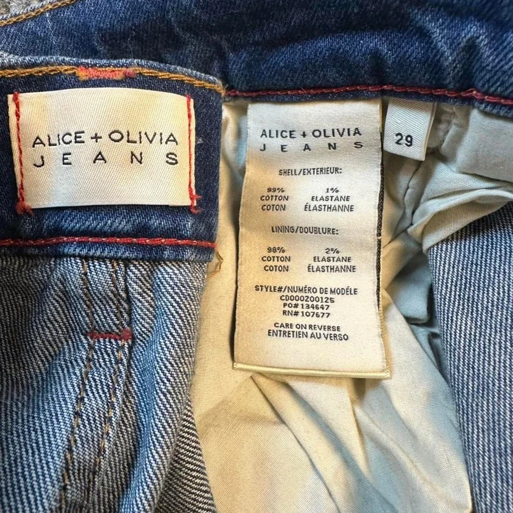 Alice + Olivia Emory Wide Leg Raw Hem Jeans Designer Denim